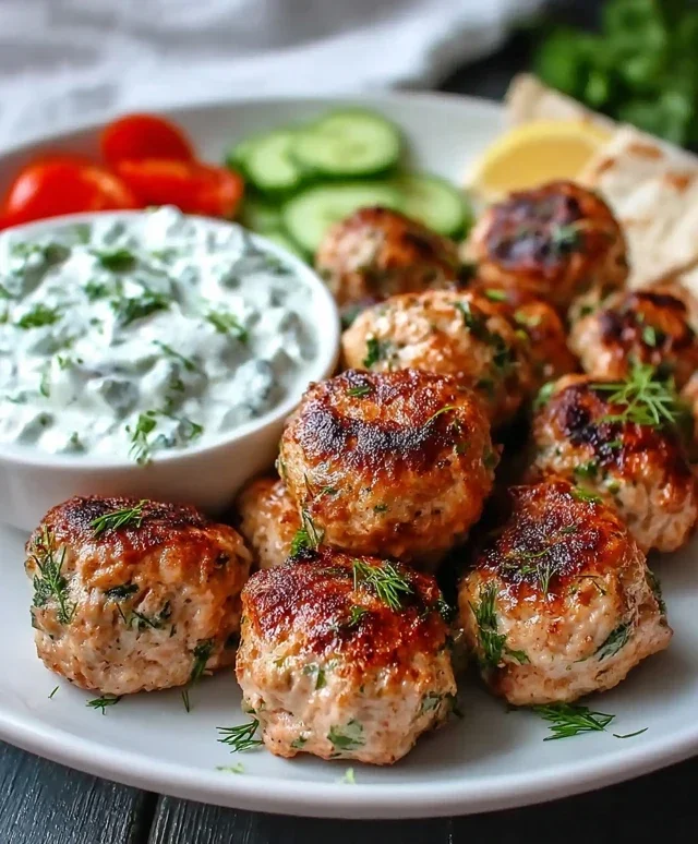 Greek Turkey Meatballs with Tzatziki