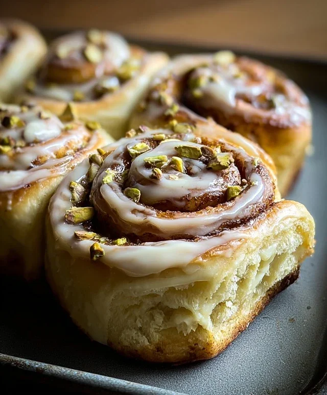 Small Batch Pistachio Cream Cinnamon Rolls