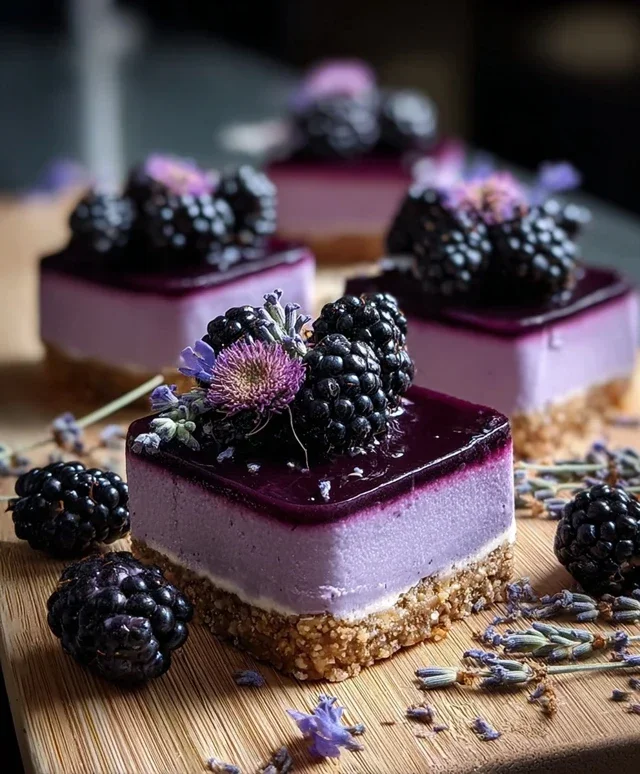 Luscious Blackberry Lavender Cheesecakes