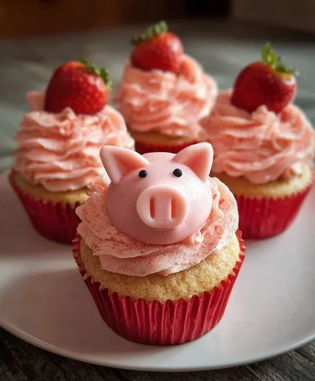 Strawberry Piggy Cupcakes