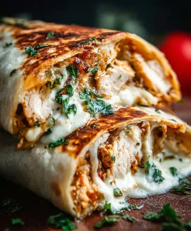 Cheesy Garlic Chicken Wraps