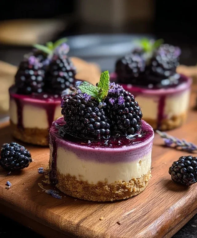 Luscious Blackberry Lavender Cheesecakes