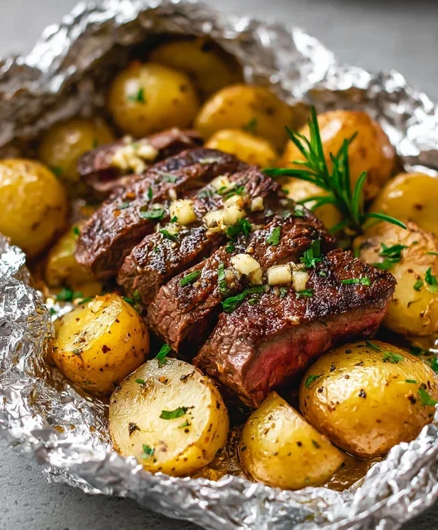 Garlic Steak & Potato Foil Packs