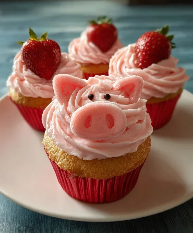 Strawberry Piggy Cupcakes