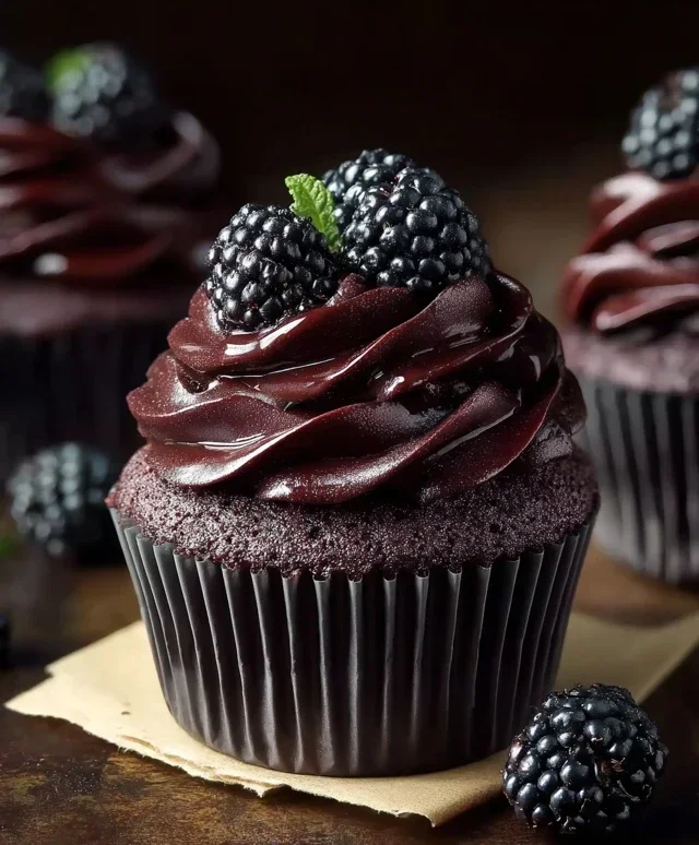 Dark Chocolate Blackberry Cupcakes