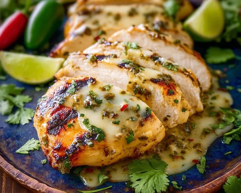 Grilled Salsa Verde Chicken with Pepper Jack