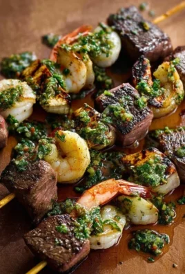 Surf and Turf Kabobs with Chimichurri Sauce
