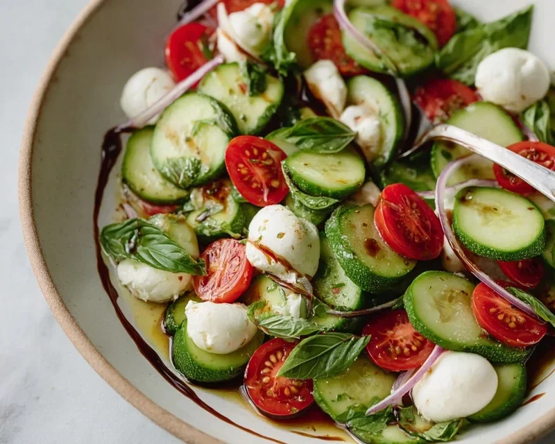 Fresh Cucumber Caprese Salad