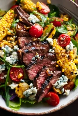 Balsamic Steak Gorgonzola Salad with Grilled Corn