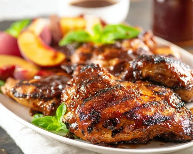 Grilled Bourbon Extract Extract Peach BBQ Chicken