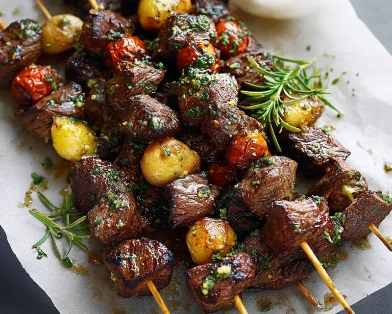 Rosemary Garlic Steak Kebabs