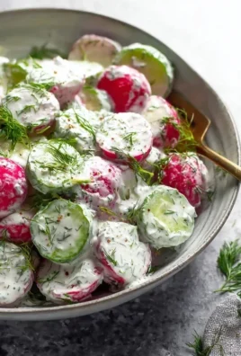 Cucumber Radish Salad w/ Yogurt Dill Dressing