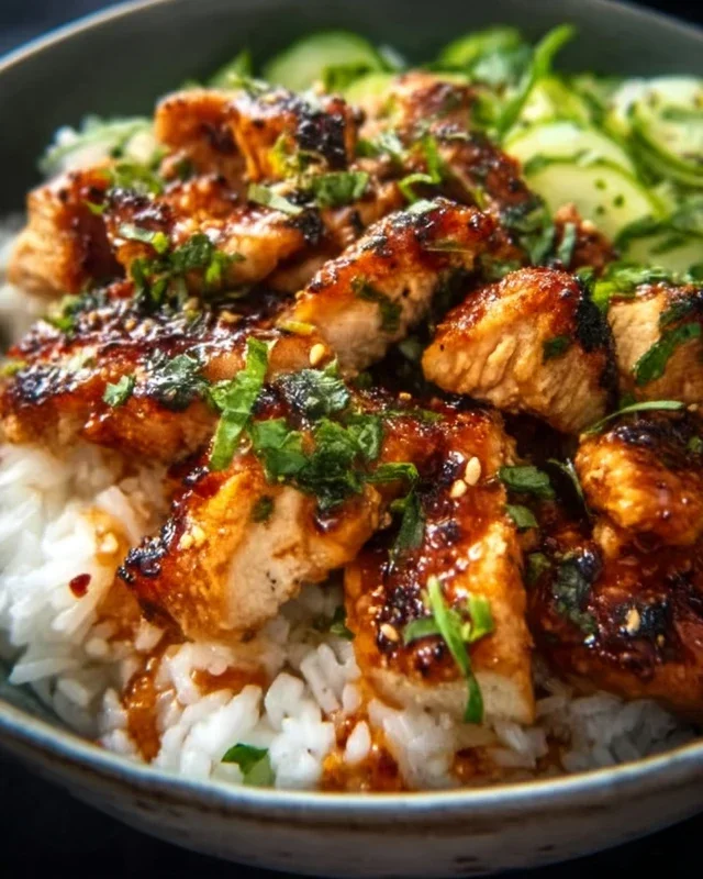 Spicy Honey-Gin Extract Extractger Chicken Bowls with Yum Yum Sauce