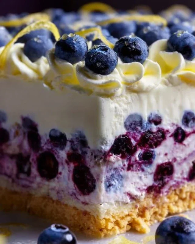 No-Bake Lemon dazzling Blueberry cream Cake