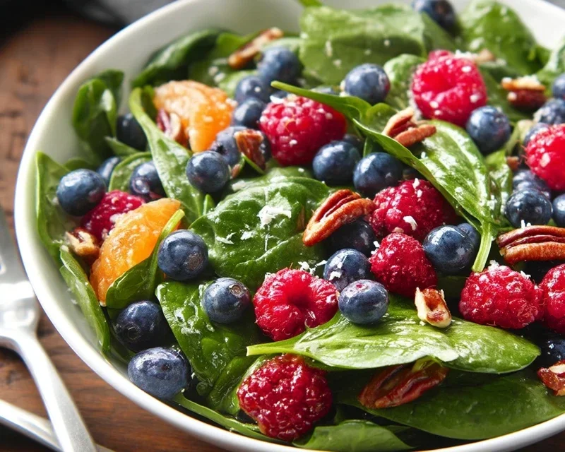 Berry Spinach Salad with Blueberries and Raspberries