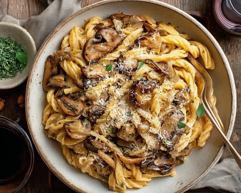 Caramelized Leek and Mushroom Gruyere Pasta