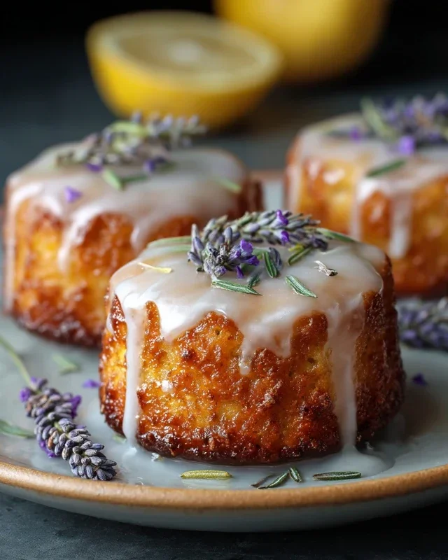 Mini Lemon Cakes With Lavender Glaze