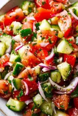 Mediterranean Salad with Cucumber, Tomato and Onion