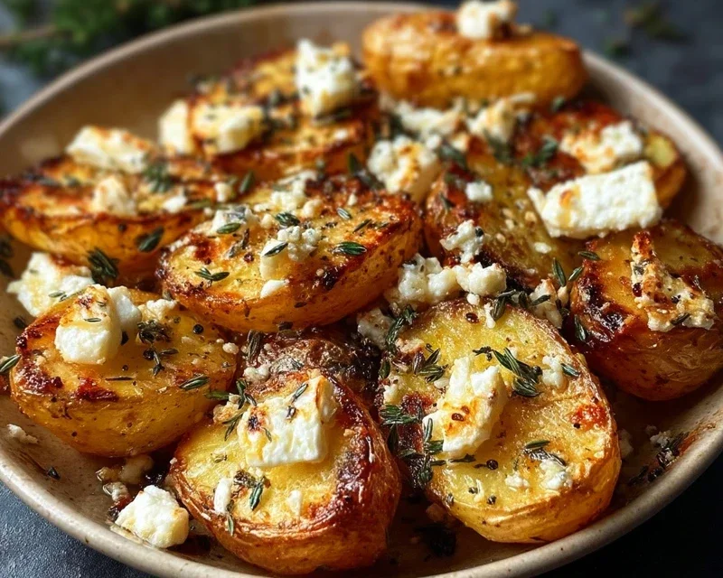 Roasted Potatoes with Baked Feta and Garlic