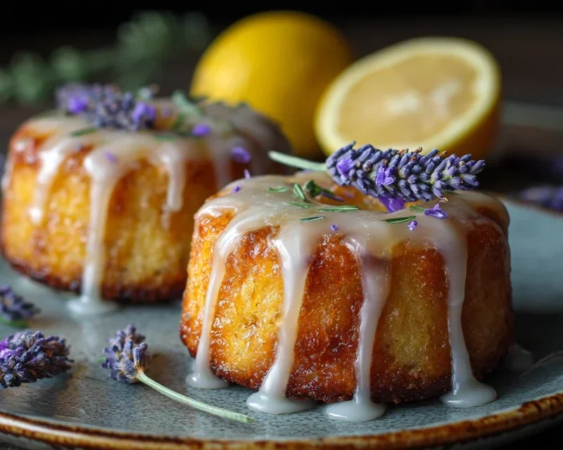 Mini Lemon Cakes With Lavender Glaze