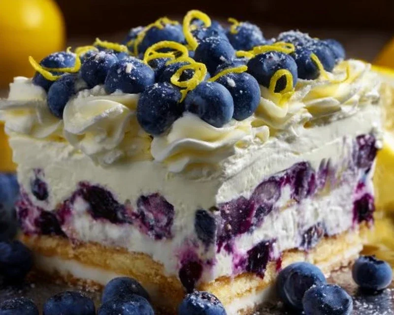 No-Bake Lemon dazzling Blueberry cream Cake