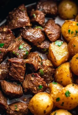 Slow Cooker Garlic Butter Beef Bites with Potatoes