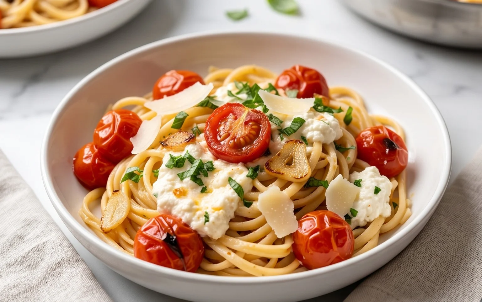 Roasted Tomato and Garlic Ricotta Pasta
