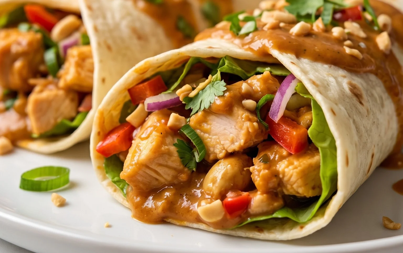Thai Peanut Chicken Wraps