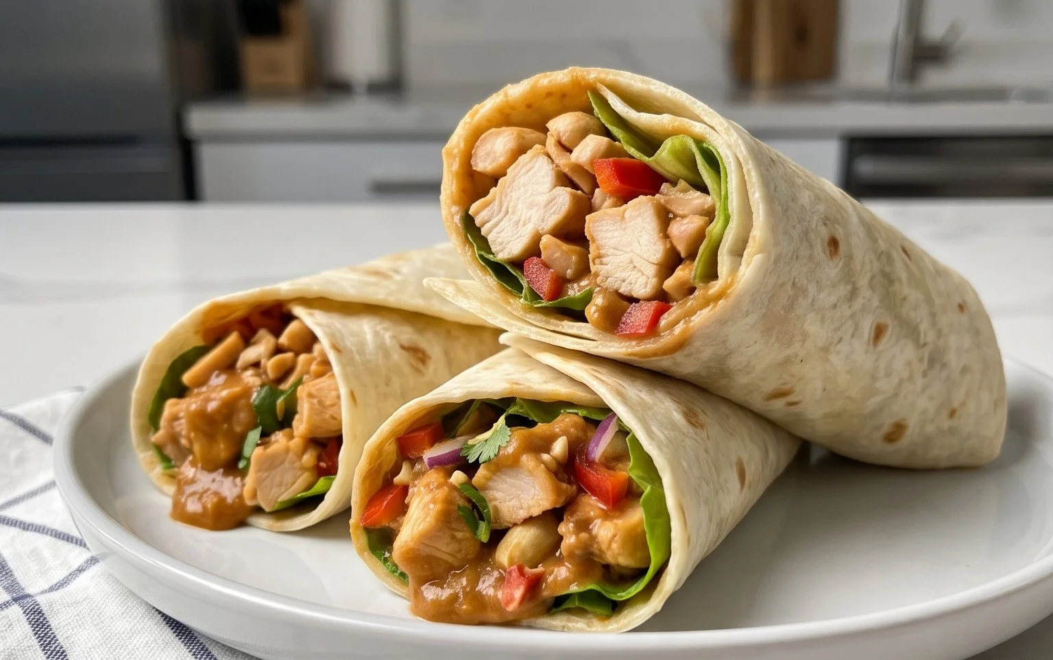 Thai Peanut Chicken Wraps