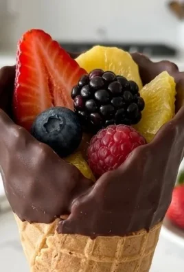 Chocolate Dipped Fruit Filled Cones