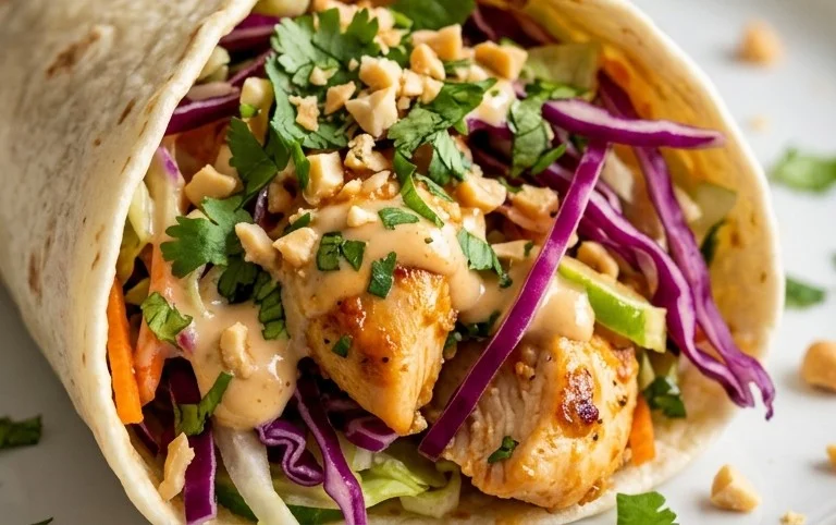 Thai Chicken Wrap with Crunchy Asian Slaw