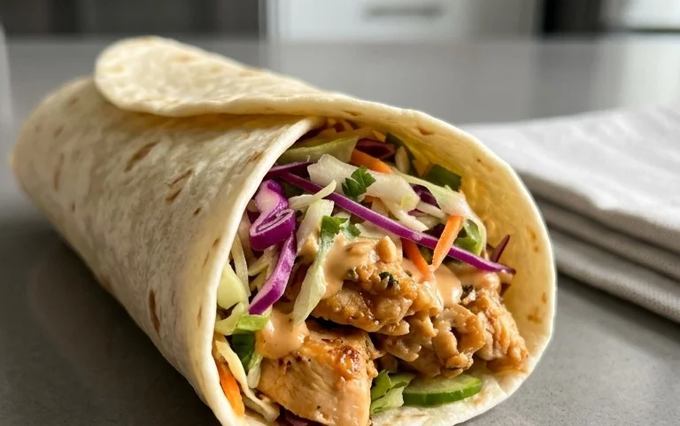 Thai Chicken Wrap with Crunchy Asian Slaw