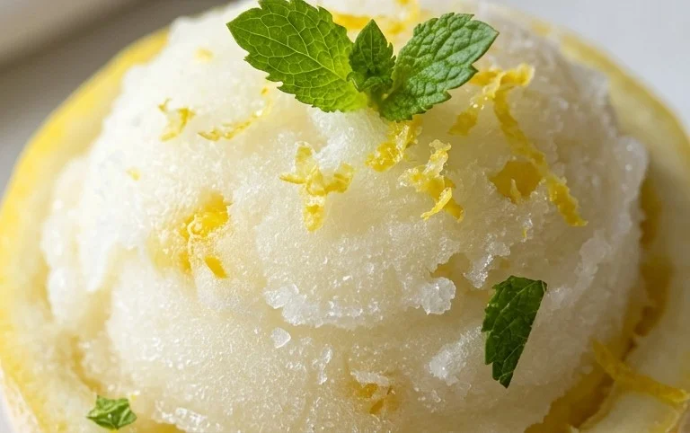 Sorbetto di Limone Dressed Up in a Frozen Lemon Shell