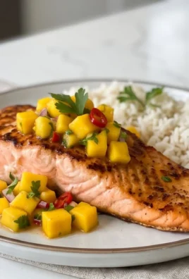 Grilled Salmon with Mango Salsa and Coconut Rice
