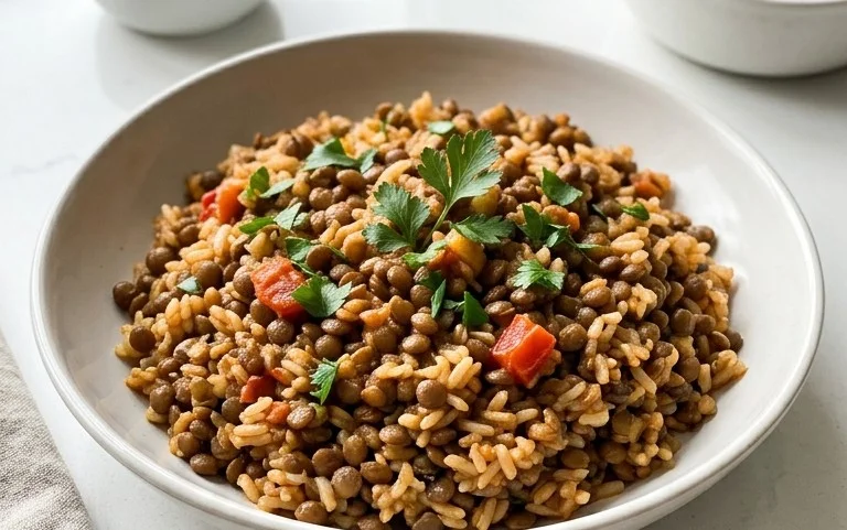 Easy Mediterranean Lentils and Rice
