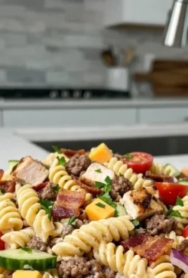 Chicken Beef Bacon Ranch Pasta Salad