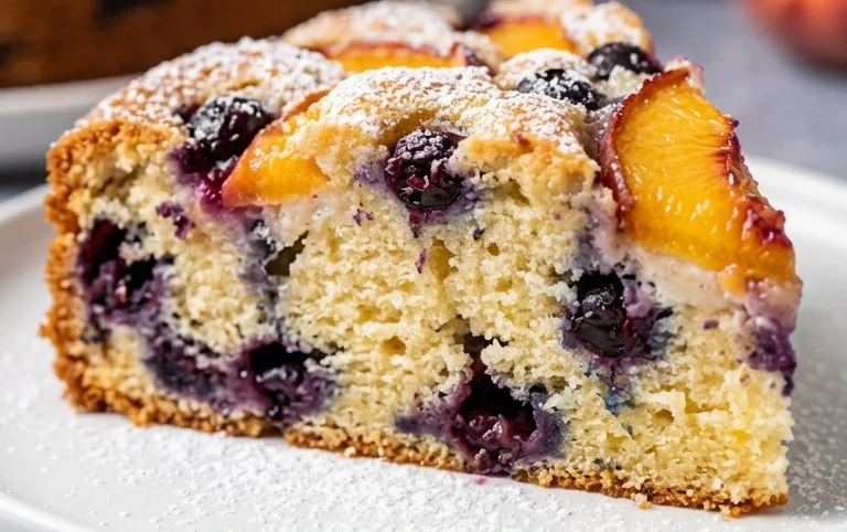 Peach and Blueberry Greek Yogurt Cake