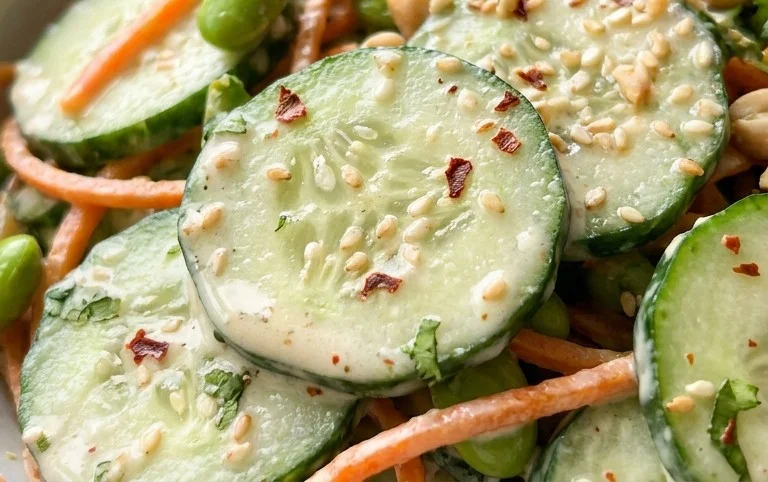 Creamy Asian Cucumber Salad Bowl