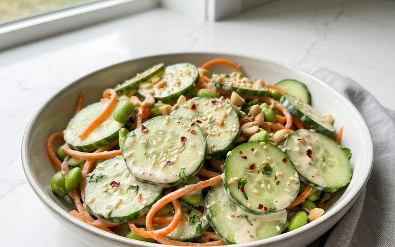 Creamy Asian Cucumber Salad Bowl