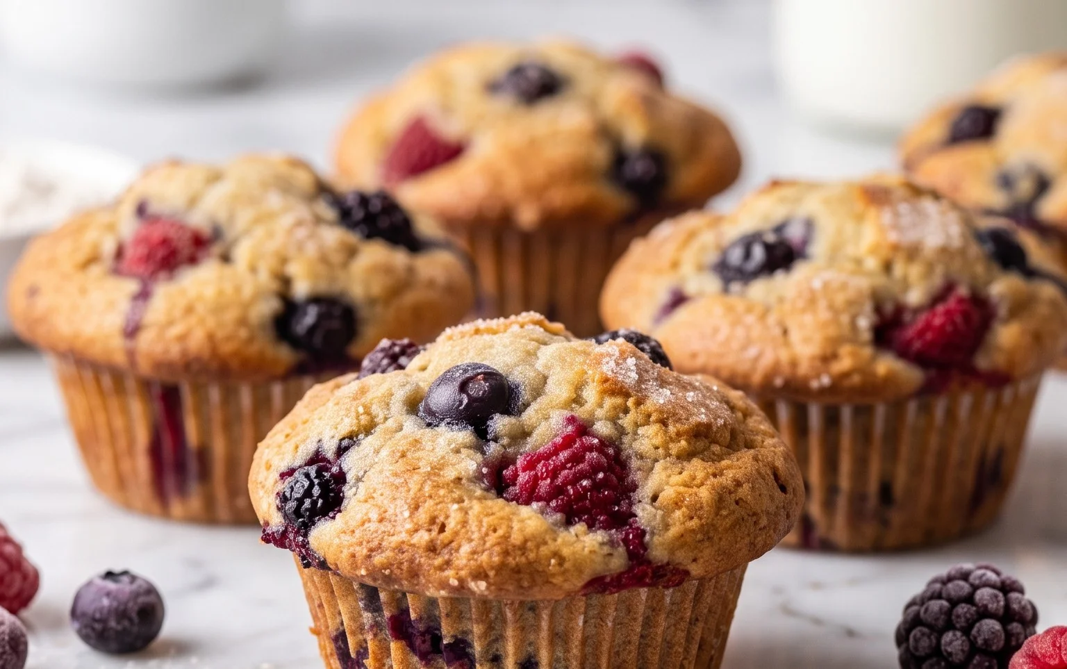 Bakery Style Mixed Berry Muffins | with Frozen Berries