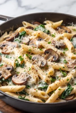 Parmesan Spinach Mushroom Pasta Skillet