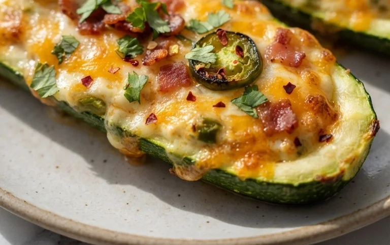 Jalapeno Popper Zucchini Boats