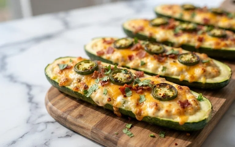 Jalapeno Popper Zucchini Boats