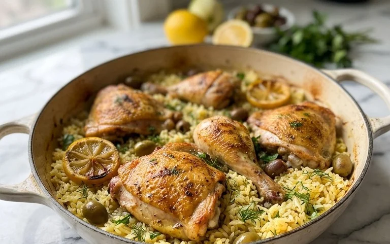 Greek Chicken and Lemon Rice (30 Minutes, One-Pot)
