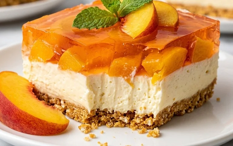 Peach Pretzel Salad Dessert