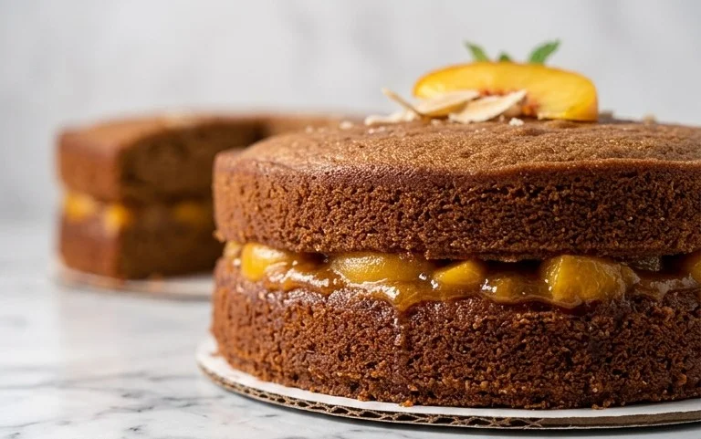 Brown Sugar Layer Cake with Peach Filling