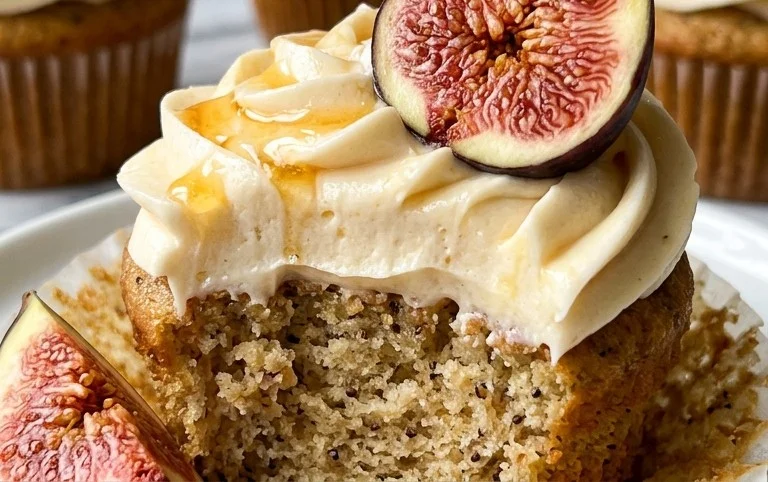 Fig Cupcakes with Honey Cream Cheese Frosting
