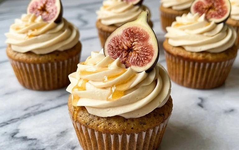 Fig Cupcakes with Honey Cream Cheese Frosting