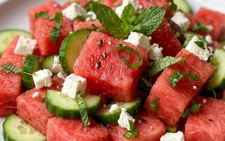 Watermelon Salad with Cucumber and Feta