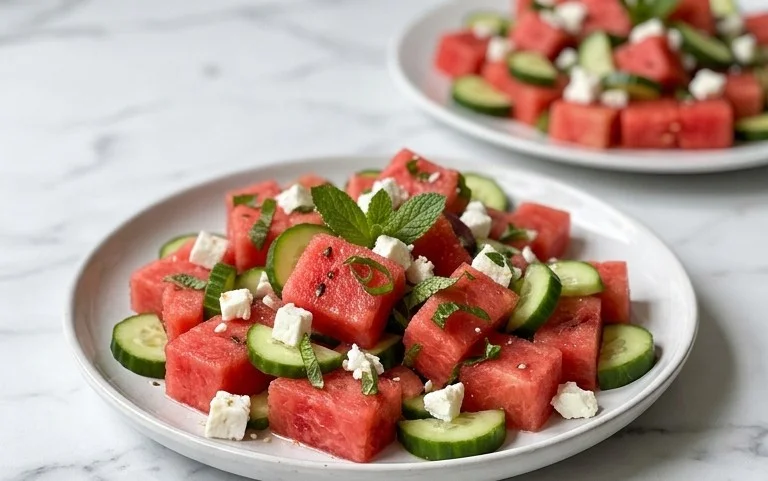 Watermelon Salad with Cucumber and Feta